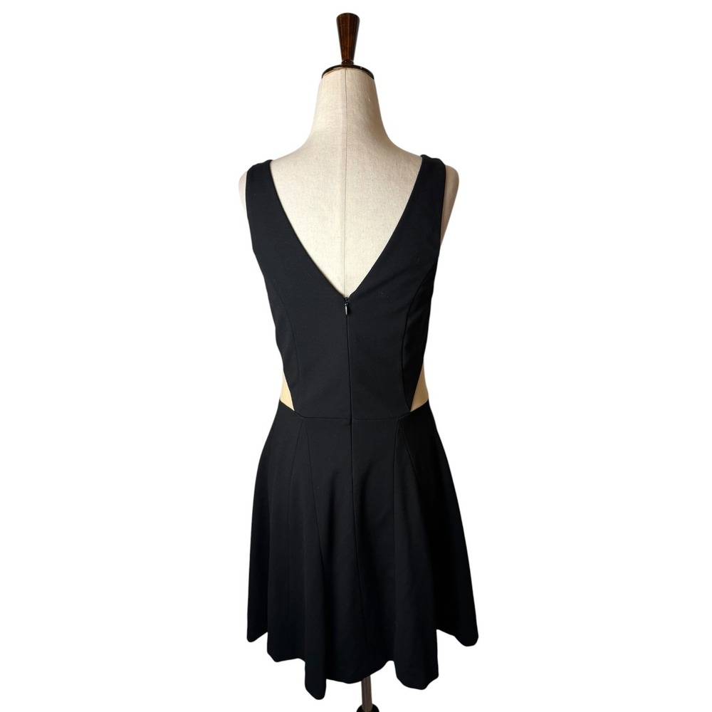 Erin Fetherston Mini Dress Women XS Black Mesh Cutout Skater LBD Party Cocktail - Picture 3 of 10